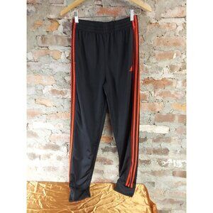 Adidas Pants Boys Sz XL 16/18 Joggers Black Red Stripes ab